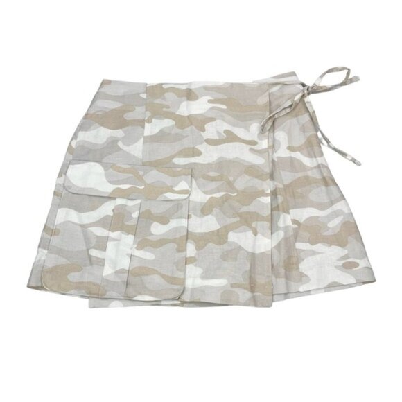 NWT ZARA Camo Linen Blend Cargo Wrap Mini Skirt Sz Small - Picture 5 of 8